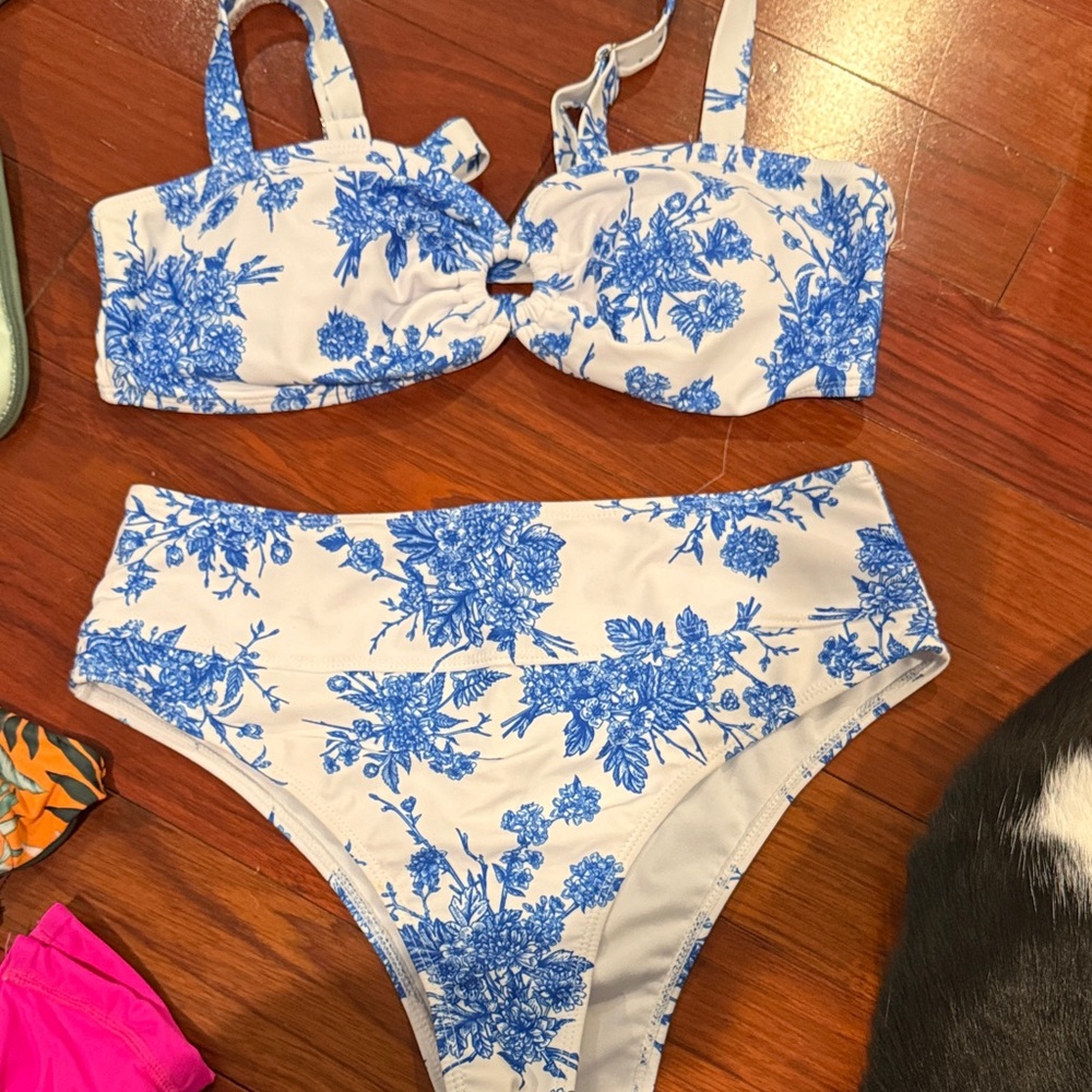 Blue Floral Bikini Set